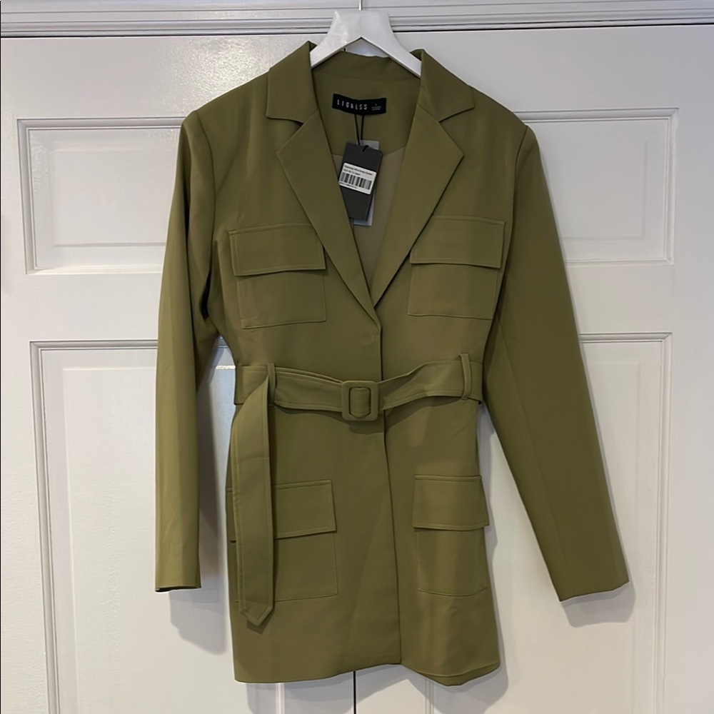 Blazer with Belted Waist and Oversized Fit